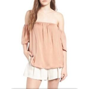 Madison & Berkeley women Off Shoulder blouse sz XS relaxed terra rose pink